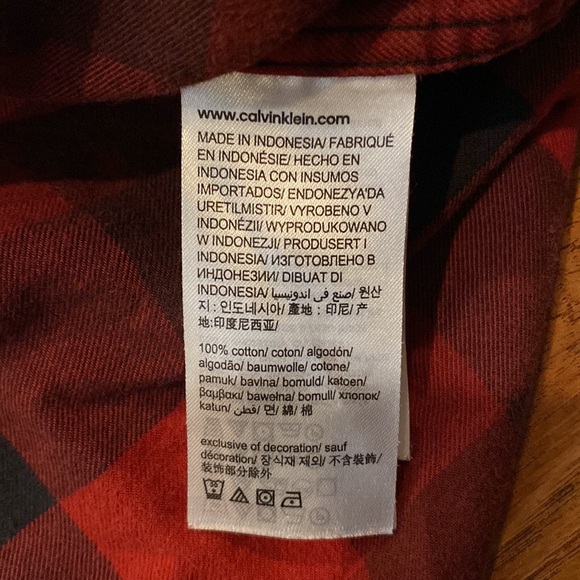 Calvin Klein Black & Red Plaid Shirt Men’s LG - Picture 4 of 4
